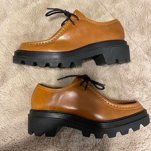 Zara brown leather mocs - size 8